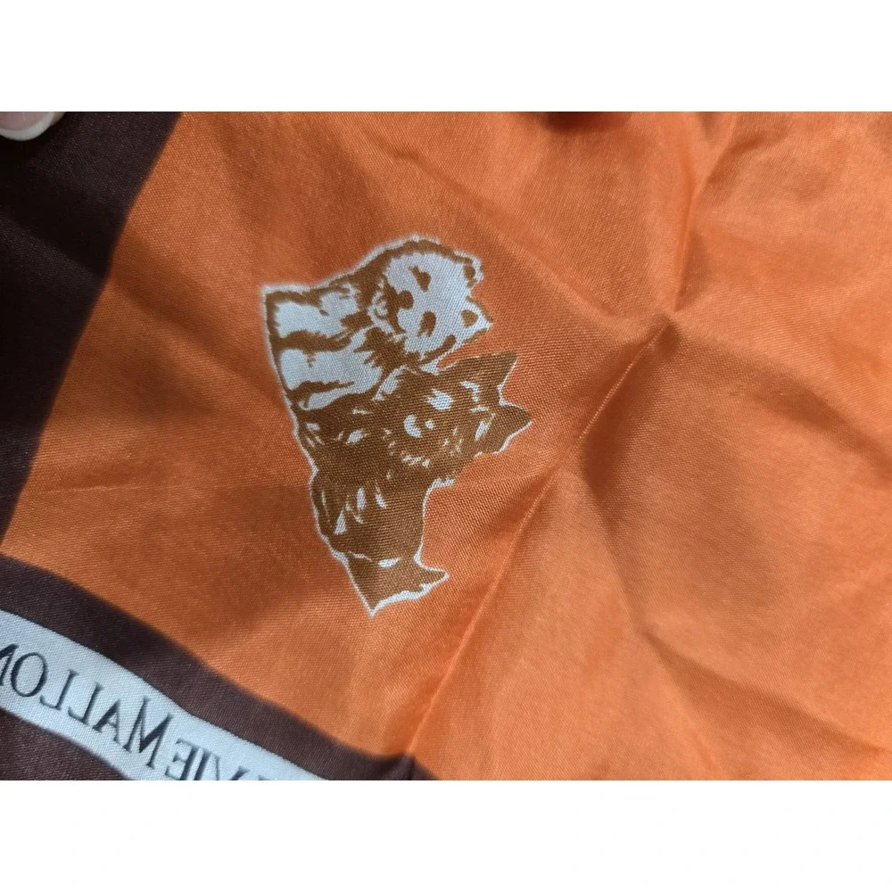 Vintage Sylvie Mallon Bear Print Silk Scarf - Orange & Brown Square Handkerchief